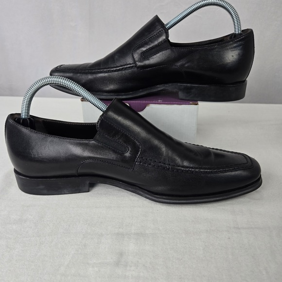 Bruno Magli Men Black Leather Apron Toe Slip On Loafers Shoe Made Italy Size 9 M main image 4